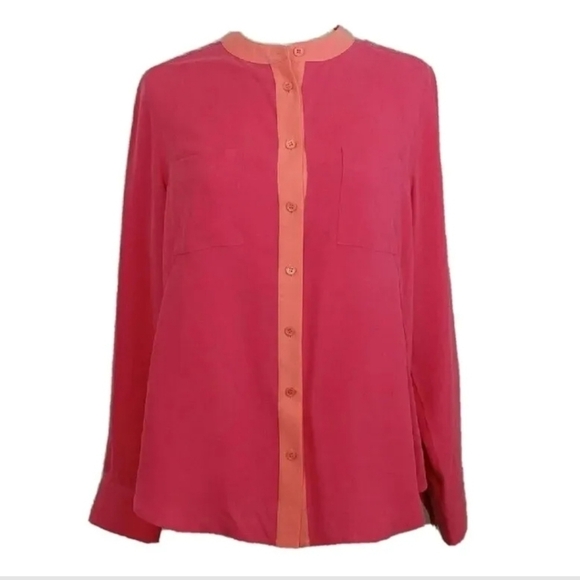 Soft Surroundings 100% Silk Color Blocked Blouse Small - Picture 1 of 8